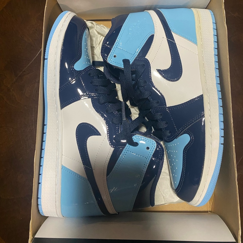 Nike Air Jordan 1 high patent unc blue W9 - Picture 3 of 8